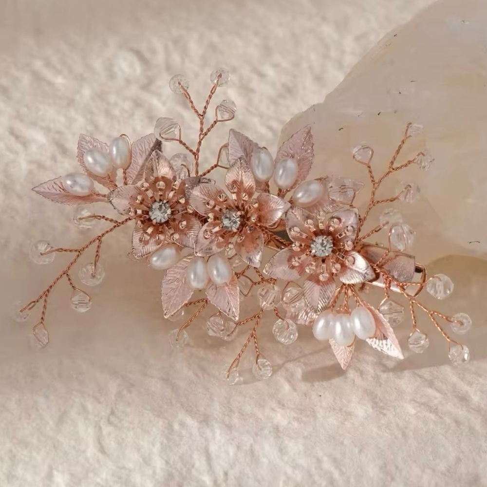 Wedding / bridal / formal rose gold hair clip floral